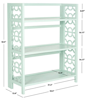 Safavieh Natalie 3-Tier Low Bookcase - Elegant Moroccan-Carved Shelves For Stylish Storage In Any Room Celadon AMH6565F
