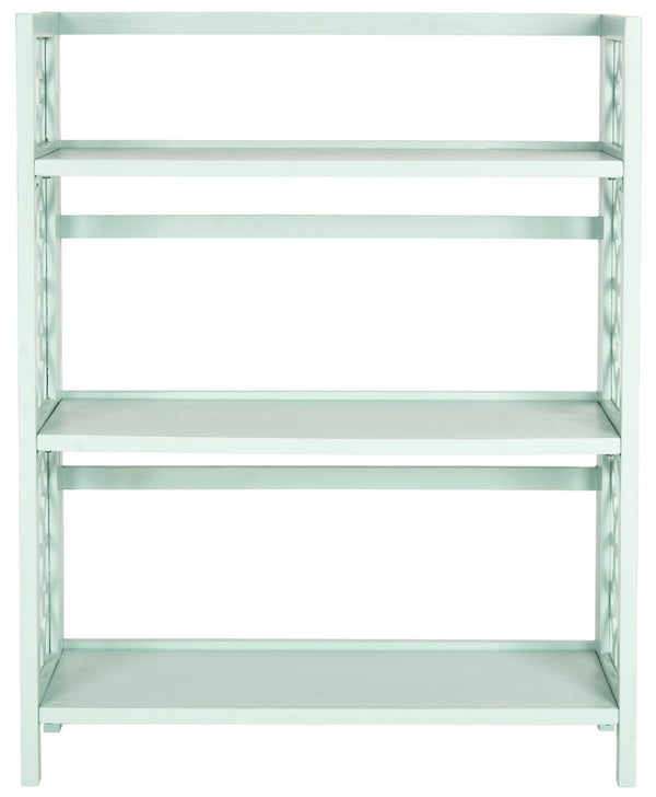 Safavieh Natalie 3-Tier Low Bookcase - Elegant Moroccan-Carved Shelves For Stylish Storage In Any Room Celadon AMH6565F