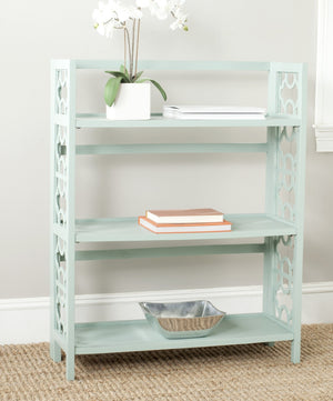 Safavieh Natalie 3-Tier Low Bookcase - Elegant Moroccan-Carved Shelves For Stylish Storage In Any Room Celadon AMH6565F