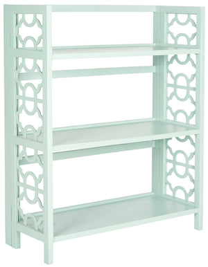 Safavieh Natalie 3-Tier Low Bookcase - Elegant Moroccan-Carved Shelves For Stylish Storage In Any Room Celadon AMH6565F