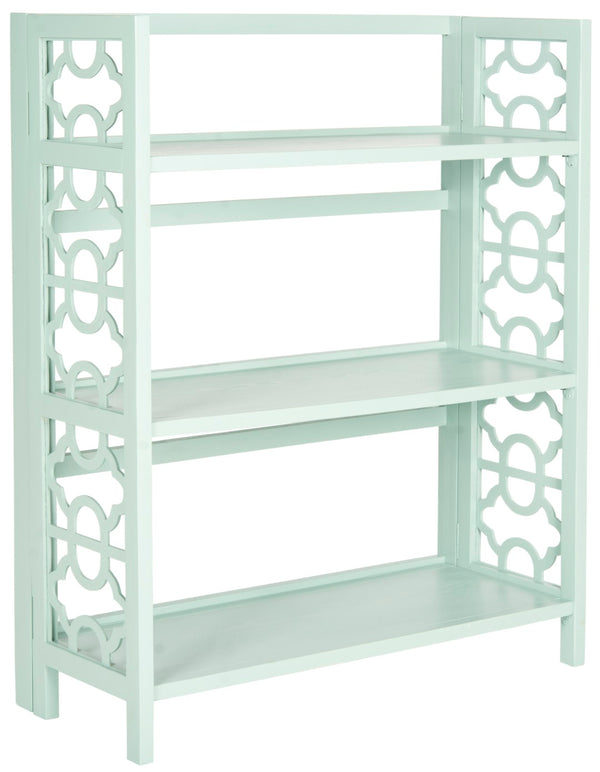 Safavieh Natalie 3-Tier Low Bookcase - Elegant Moroccan-Carved Shelves For Stylish Storage In Any Room Celadon AMH6565F