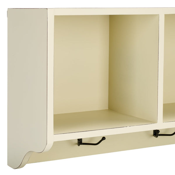 Safavieh Alice Wall Shelf With Open Storage And Hooks – Modern Entryway Organizer For Clutter-Free Living White AMH6566A