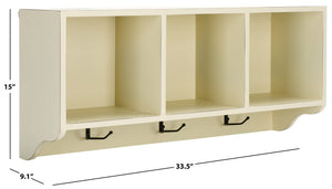Safavieh Alice Wall Shelf With Open Storage And Hooks – Modern Entryway Organizer For Clutter-Free Living White AMH6566A