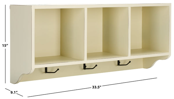 Safavieh Alice Wall Shelf With Open Storage And Hooks – Modern Entryway Organizer For Clutter-Free Living White AMH6566A