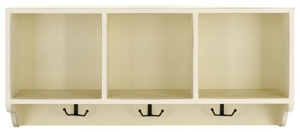 Safavieh Alice Wall Shelf With Open Storage And Hooks – Modern Entryway Organizer For Clutter-Free Living White AMH6566A