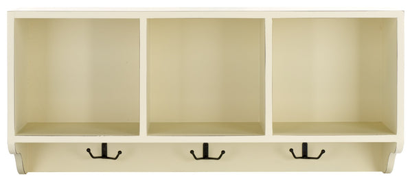 Safavieh Alice Wall Shelf With Open Storage And Hooks – Modern Entryway Organizer For Clutter-Free Living White AMH6566A