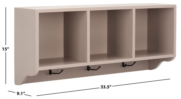 Safavieh Alice Wall Shelf With Open Storage And Hooks – Modern Entryway Organizer For Clutter-Free Living Grey AMH6566C