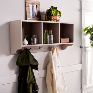 Safavieh Alice Wall Shelf With Open Storage And Hooks – Modern Entryway Organizer For Clutter-Free Living Grey AMH6566C