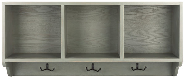 Safavieh Alice Wall Shelf With Open Storage And Hooks – Modern Entryway Organizer For Clutter-Free Living Ash Grey AMH6566K