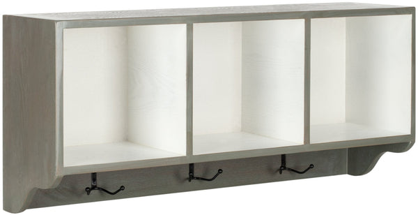 Safavieh Alice Wall Shelf With Open Storage And Hooks – Modern Entryway Organizer For Clutter-Free Living Ash Grey/White AMH6566M