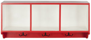 Safavieh Alice Wall Shelf With Open Storage And Hooks – Modern Entryway Organizer For Clutter-Free Living Red/White AMH6566N