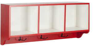 Safavieh Alice Wall Shelf With Open Storage And Hooks – Modern Entryway Organizer For Clutter-Free Living Red/White AMH6566N