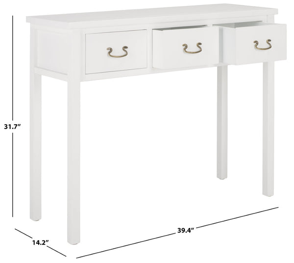 Safavieh Cindy Console Table With Three Spacious Drawers For Stylish Storage In Farmhouse And Coastal Decor White AMH6568C