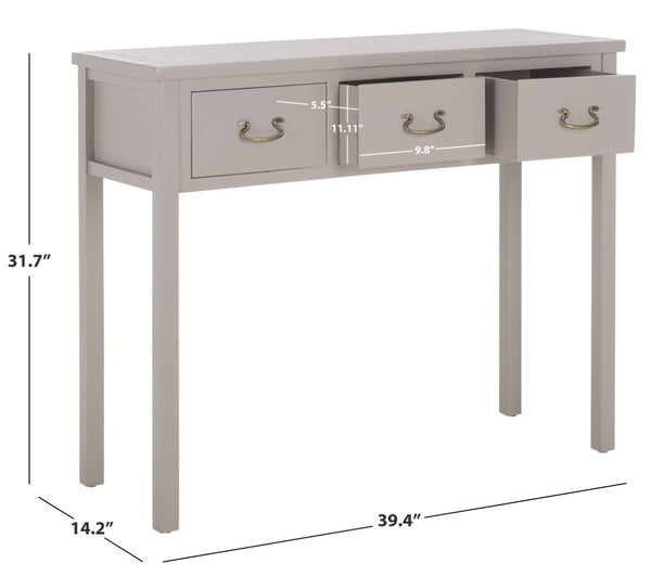 Safavieh Cindy Console Table With Three Spacious Drawers For Stylish Storage In Farmhouse And Coastal Decor Grey AMH6568D