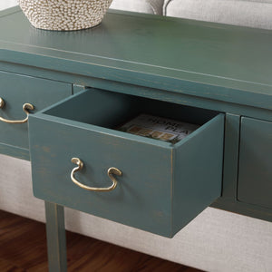 Safavieh Cindy Console Table With Three Spacious Drawers For Stylish Storage In Farmhouse And Coastal Decor Dark Teal AMH6568E