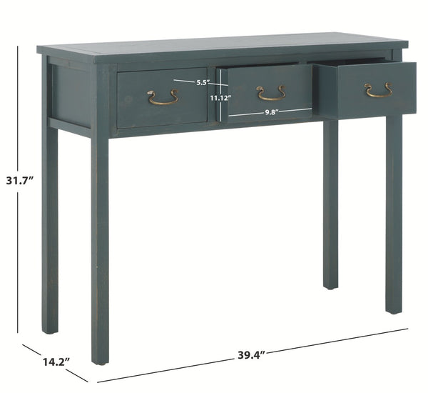 Safavieh Cindy Console Table With Three Spacious Drawers For Stylish Storage In Farmhouse And Coastal Decor Dark Teal AMH6568E