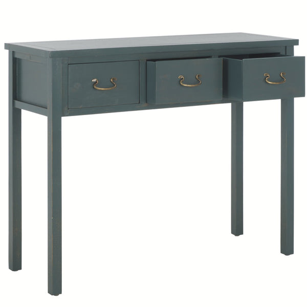 Safavieh Cindy Console Table With Three Spacious Drawers For Stylish Storage In Farmhouse And Coastal Decor Dark Teal AMH6568E