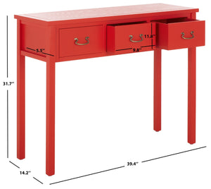 Safavieh Cindy Console Table With Three Spacious Drawers For Stylish Storage In Farmhouse And Coastal Decor Hot Red AMH6568F