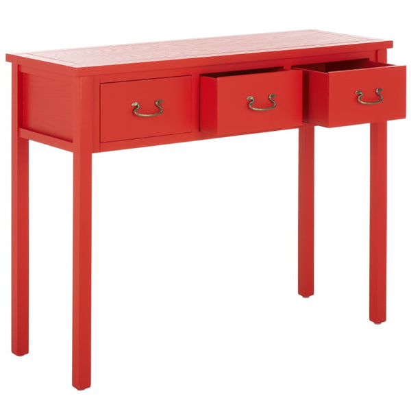 Safavieh Cindy Console Table With Three Spacious Drawers For Stylish Storage In Farmhouse And Coastal Decor Hot Red AMH6568F