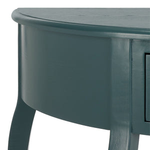 Safavieh Jan Demilune Console Table – Elegant French Country Design In Slate Teal For Any Entryway Style AMH6569C