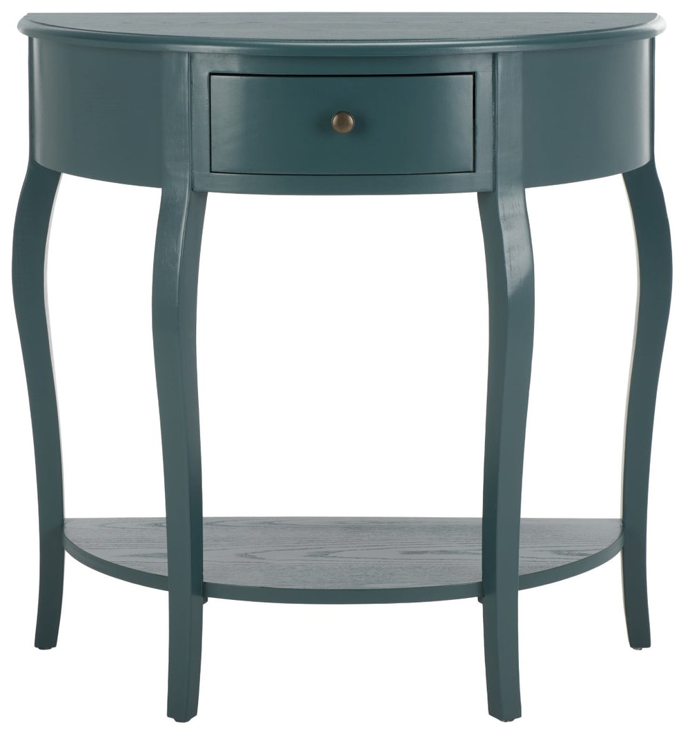 Safavieh Jan Demilune Console Table – Elegant French Country Design In Slate Teal For Any Entryway Style AMH6569C
