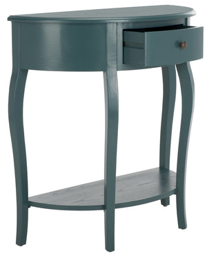 Safavieh Jan Demilune Console Table – Elegant French Country Design In Slate Teal For Any Entryway Style AMH6569C