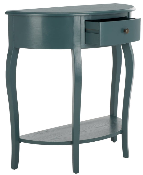 Safavieh Jan Demilune Console Table – Elegant French Country Design In Slate Teal For Any Entryway Style AMH6569C