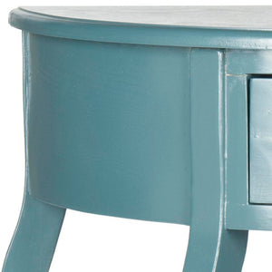 Safavieh Jan Demilune Console Table – Elegant French Country Design In Slate Teal For Any Entryway Style AMH6569C