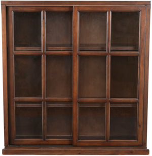 Safavieh Greg 3-Tier Pine Bookcase With Glass Sliding Doors For Stylish Storage And Dust-Free Display Dark Teak AMH6570A