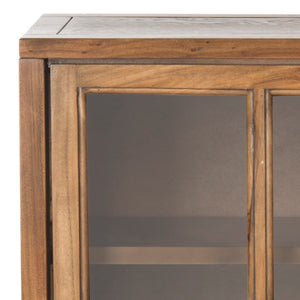 Safavieh Greg 3-Tier Pine Bookcase With Glass Sliding Doors For Stylish Storage And Dust-Free Display Oak AMH6570B