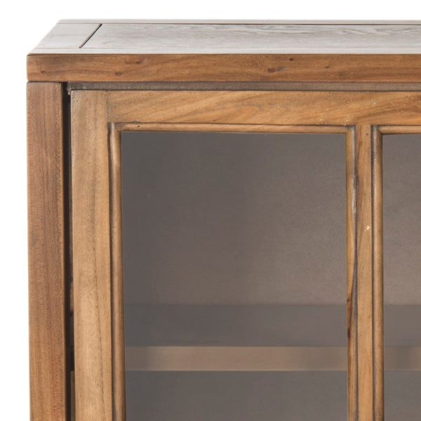 Safavieh Greg 3-Tier Pine Bookcase With Glass Sliding Doors For Stylish Storage And Dust-Free Display Oak AMH6570B