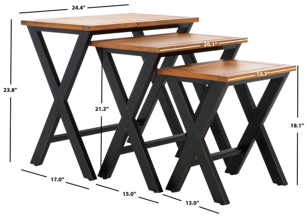 Safavieh Jack Stacking Tray Tables - Stylish Black/Oak Accent For Drinks, Snacks & Space-Saving Storage Solutions AMH6572A