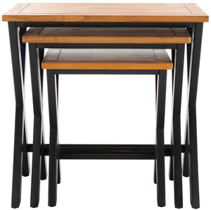 Safavieh Jack Stacking Tray Tables - Stylish Black/Oak Accent For Drinks, Snacks & Space-Saving Storage Solutions AMH6572A