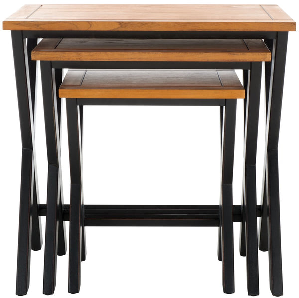 Safavieh Jack Stacking Tray Tables - Stylish Black/Oak Accent For Drinks, Snacks & Space-Saving Storage Solutions AMH6572A