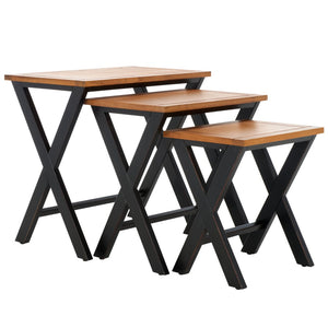Safavieh Jack Stacking Tray Tables - Stylish Black/Oak Accent For Drinks, Snacks & Space-Saving Storage Solutions AMH6572A