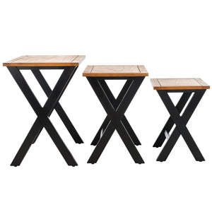Safavieh Jack Stacking Tray Tables - Stylish Black/Oak Accent For Drinks, Snacks & Space-Saving Storage Solutions AMH6572A
