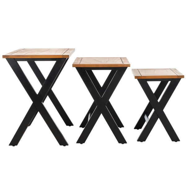Safavieh Jack Stacking Tray Tables - Stylish Black/Oak Accent For Drinks, Snacks & Space-Saving Storage Solutions AMH6572A