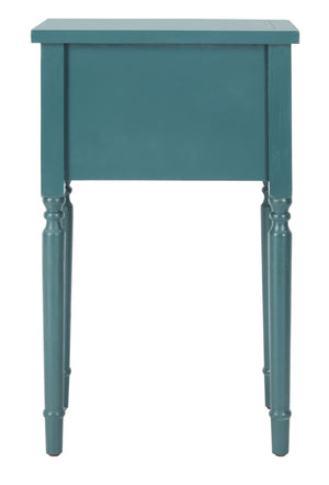Safavieh Marilyn Elegant French Country End Table With Storage Drawers In Rich Teal For Living Spaces AMH6575D