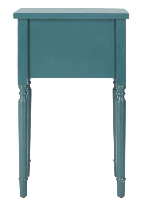 Safavieh Marilyn Elegant French Country End Table With Storage Drawers In Rich Teal For Living Spaces AMH6575D