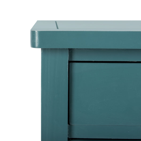 Safavieh Marilyn Elegant French Country End Table With Storage Drawers In Rich Teal For Living Spaces AMH6575D