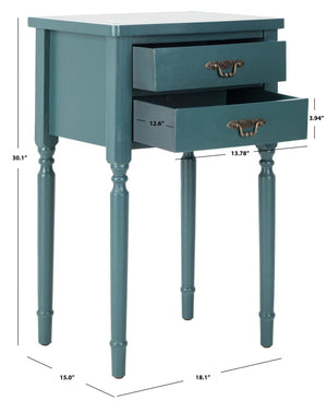 Safavieh Marilyn Elegant French Country End Table With Storage Drawers In Rich Teal For Living Spaces AMH6575D