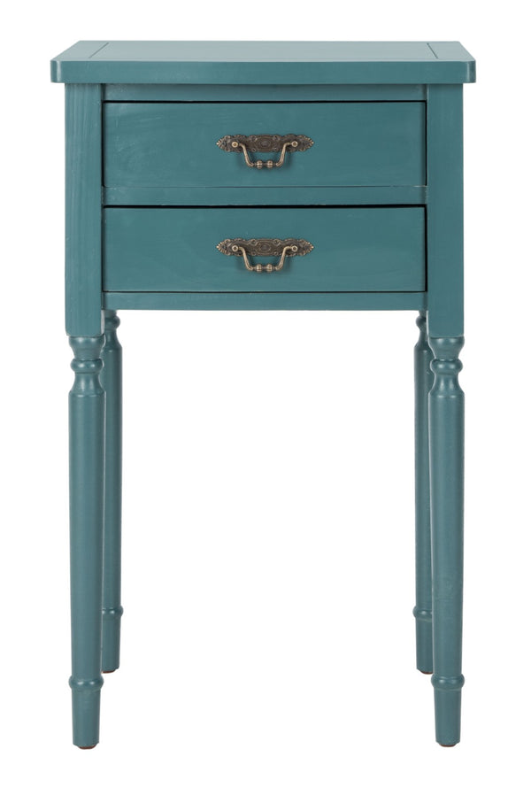 Safavieh Marilyn Elegant French Country End Table With Storage Drawers In Rich Teal For Living Spaces AMH6575D