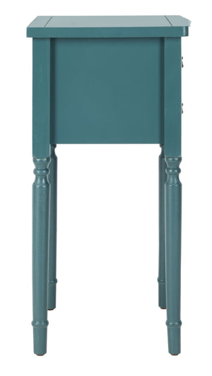 Safavieh Marilyn Elegant French Country End Table With Storage Drawers In Rich Teal For Living Spaces AMH6575D