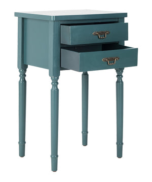 Safavieh Marilyn Elegant French Country End Table With Storage Drawers In Rich Teal For Living Spaces AMH6575D