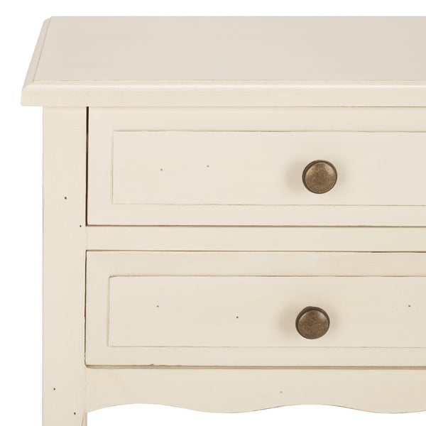 Safavieh Lori End Table: Elegant French Farmhouse Design With Storage Drawers For Living Room & Bedroom Use White Birch AMH6576A