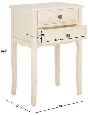 Safavieh Lori End Table: Elegant French Farmhouse Design With Storage Drawers For Living Room & Bedroom Use White Birch AMH6576A