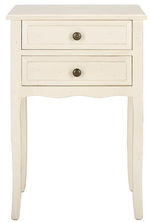 Safavieh Lori End Table: Elegant French Farmhouse Design With Storage Drawers For Living Room & Bedroom Use White Birch AMH6576A