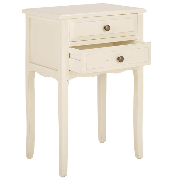 Safavieh Lori End Table: Elegant French Farmhouse Design With Storage Drawers For Living Room & Bedroom Use White Birch AMH6576A