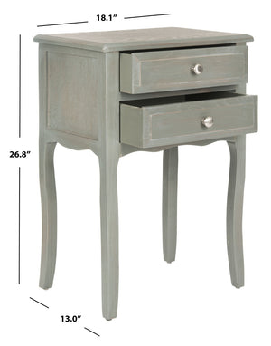Safavieh Lori End Table: Elegant French Farmhouse Design With Storage Drawers For Living Room & Bedroom Use Ash Grey AMH6576B