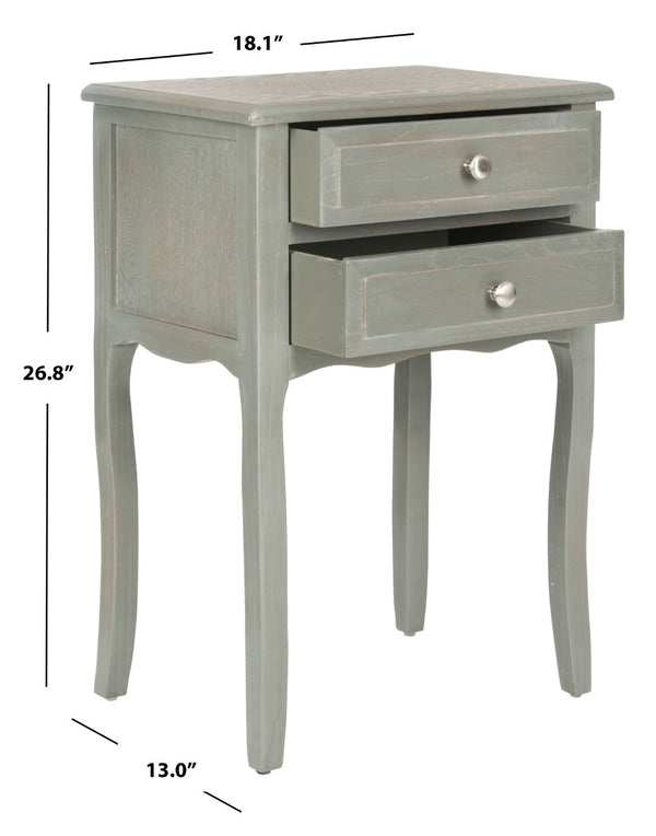 Safavieh Lori End Table: Elegant French Farmhouse Design With Storage Drawers For Living Room & Bedroom Use Ash Grey AMH6576B